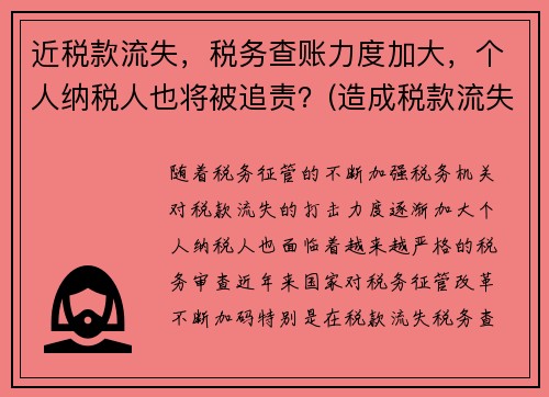 近税款流失，税务查账力度加大，个人纳税人也将被追责？(造成税款流失的处罚)